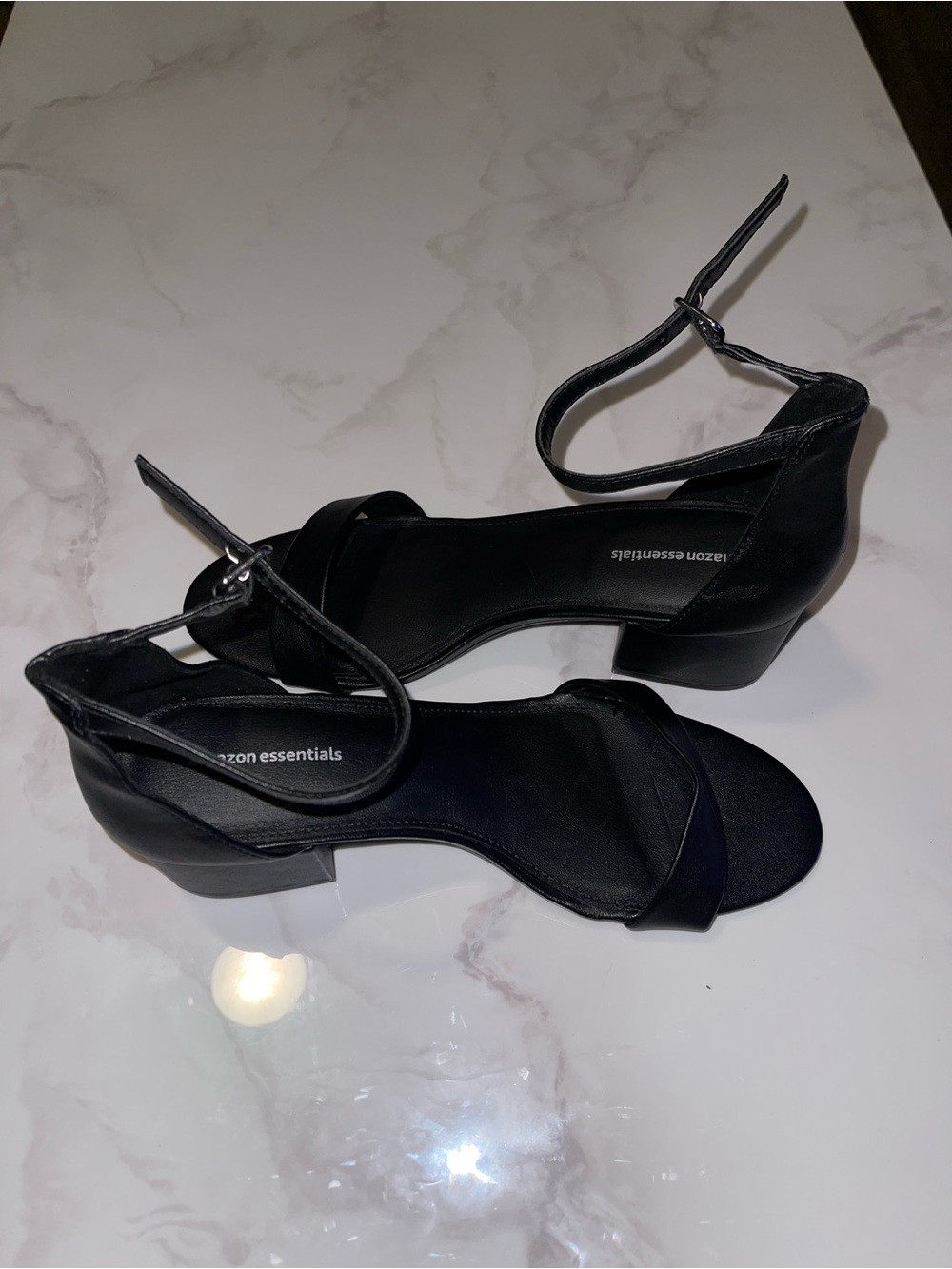 Amazon Essentials Black Ankle-Strap Block Heel Sandals for Women